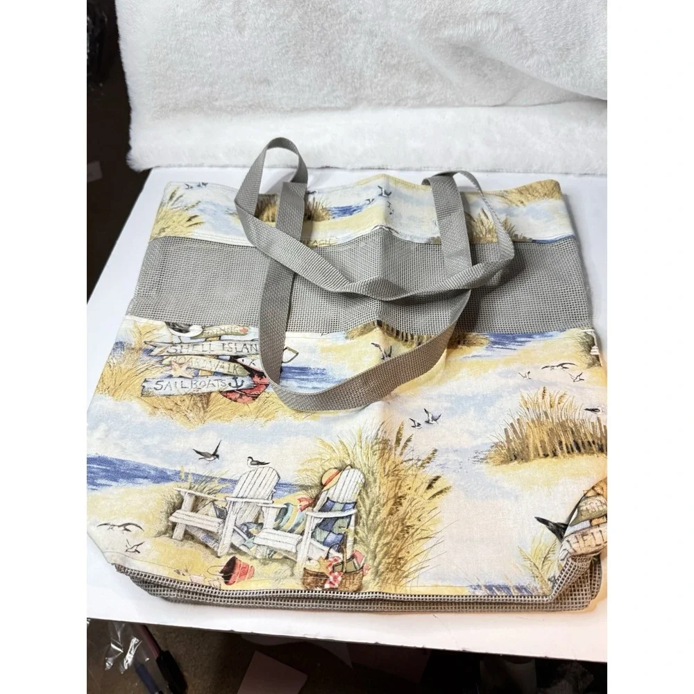 Beach Sand Seahorse Seagulls Pelican Large Tote NEW Lightweight 14 X 16